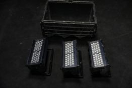 3x working Chroma Q Colour Force 12 led batten supplied in plastic crate - no power cables