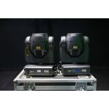 2x Martin Rush MH3 Beam moving lights in dual flight case - full details in description