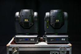 2x Martin Rush MH3 Beam moving lights in dual brown Thon flight case - full details in description