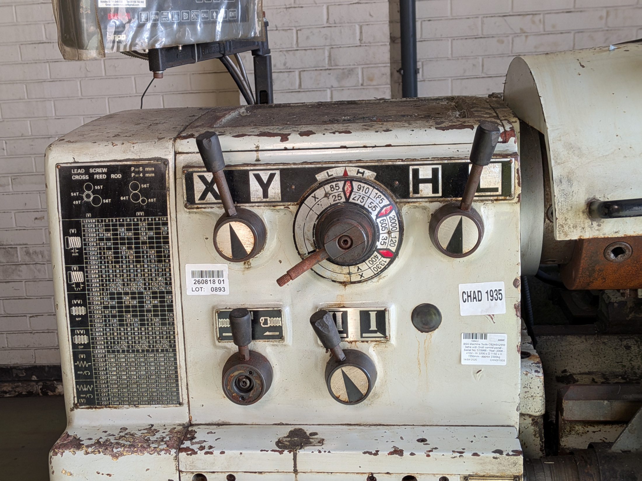 Ramco Control BSA Machine Tools C6246X2000 lathe with DroII-2L control panel ...