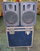 2x Panasonic RAMSA WS-AT200 12 inch moulded-resin loudspeakers in flight case - tested