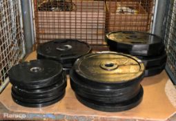 Assortment of gym barbell weights - 8x 25kg - 6x 10kg - 5x 20kg