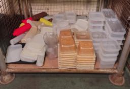 Catering equipment - sauce bottles, storage tubs and serving tubs with lids and jugs