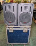 2x Panasonic RAMSA WS-AT200 12 inch moulded-resin loudspeakers in flight case - tested