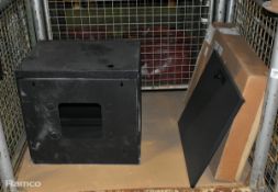 Black wall rack mount cabinet (no keys) - W 580 x D 430 x H 520mm, Black metal solid 12U panel