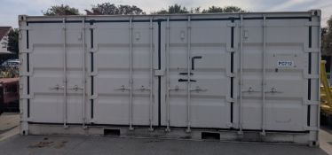 20ft shipping and storage container with 6 doors - 4 single doors and 2 double doors