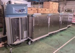 Socamel Double Flow 4 iSERV2 docking station with 4x Socamel Ergoserv trolleys - see desc.