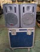 2x Panasonic RAMSA WS-AT200 12 inch moulded-resin loudspeakers in flight case - tested
