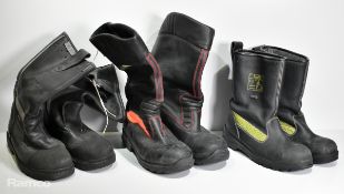 82x Firefighter paired safety boots - mixed styles and sizes - not safety tested