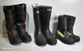 74x pairs of Firefighter safety boots - mixed styles and sizes - not safety tested