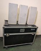 6x Panasonic RAMSA WS-B200 (60W) dual 8 inch moulded-resin 100V-line white loudspeakers & flightcase
