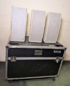 6x Panasonic RAMSA WS-B200 (60W) dual 8 inch moulded-resin 100V-line white loudspeakers & flightcase