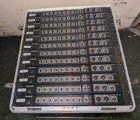 12x Panasonic RAMSA WR-XS3/G 4+4-channel mic/line mixers in Gator Cases GR-12L molded PE rack case