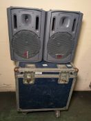 2x Panasonic RAMSA WS-AT200 12 inch moulded-resin loudspeakers in flightcase - tested