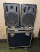 2x Panasonic RAMSA WS-AT200 12 inch moulded-resin loudspeakers in flightcase - tested