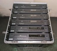 6x IMG Stage Line CD-156 CD players in Gator Cases GR-12L molded PE rack case