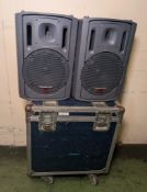 2x Panasonic RAMSA WS-AT200 12 inch moulded-resin loudspeakers in flightcase - tested