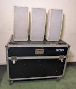 6x Panasonic RAMSA WS-B200 (60W) dual 8 inch moulded-resin 100V-line white loudspeakers & flightcase