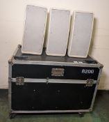 6x Panasonic RAMSA WS-B200 (60W) dual 8 inch moulded-resin 100V-line white loudspeakers & flightcase