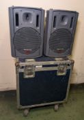 2x Panasonic RAMSA WS-AT200 12 inch moulded-resin loudspeakers in flightcase - tested