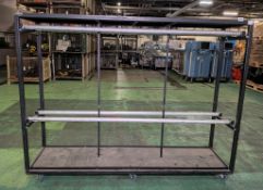 Mobile adjustable 2 tier hanging storage rack on wheels - meat rack lighting dolly