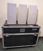 6x Panasonic RAMSA WS-B200 (60W) dual 8 inch moulded-resin 100V-line white loudspeakers & flightcase
