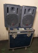 2x Panasonic RAMSA WS-AT200 12 inch moulded-resin loudspeakers in flightcase - tested