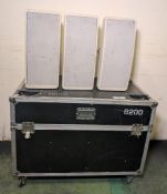 6x Panasonic RAMSA WS-B200 (60W) dual 8 inch moulded-resin 100V-line white loudspeakers & flightcase