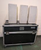 6x Panasonic RAMSA WS-B200 (60W) dual 8 inch moulded-resin 100V-line white loudspeakers & flightcase