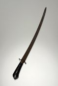 An 18thc style short sword, with shaped grip with brass fillings, single fullered curved blade (57.