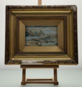 T Hope, Jedburgh Abbey, watercolour, signed bottom left, in a glazed gilt frame. (9cmx14cm)