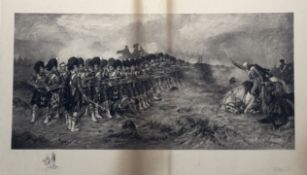 V After Robert Gibb (1845-1932), Thin Red Line (Battle of Balaclava) print, signed pencil Robert