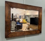 A rosewood framed rectangular hall mirror with bevelled glass plate (w. 78 x h. 60cm)