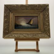 Saleh, Mast Ship at sea, oil on panel, signed bottom right, in a glazed gilt compositon frame. (