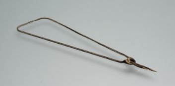 A 9ct gold rope pattern flat link chain necklace with two graduated tipped tassels and ring