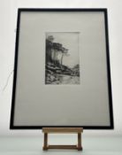 John George Mathieson (Scottish active 1918-1940), Burn Fishing, Rannoch, etching, signed pencil