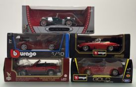 A collection of 1/18 scale model cars comprising, a Road Signature 1947 MG TC Midget, a Burago