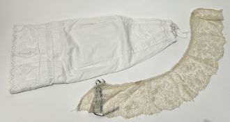 A Victorian petticoat with broderie decoration (l. 67cm), together with a Victorian cream lace