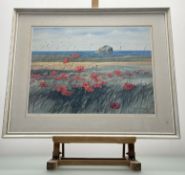 Jim Nicholson (British 1924 - 1996), Poppies and The Bass Rock limited print, 85/500, signed