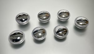 A collection of five Highland Stoneware small lidded dishes/trinket dishes decorated with Scottish