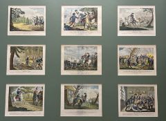 A framed set of nine German Historical Scenes prints, published after by Herbert Buber (Potsdam),