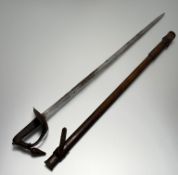 An 1895 pattern officer's sword, steel guard, sharkskin grip, Edward VII cypher, the etched steel