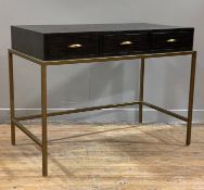 A contemporary oak and steel desk by Julian Chichester, the 'Felix' desk, ebonised oak top with