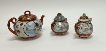 A collection of three late 19th/early 20th Century Japanese Kutani porcelain ware comprising a