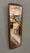 A Mid-Century teak-framed mirror with bevelled edge (h. 92cm x w. 31cm)