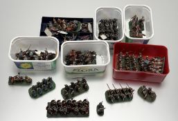 A group of handpainted lead figures; Roman legionnaires and cavalry etc.