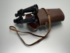 WWII Royal Navy binoculars by Barr & Stroud in leather case
