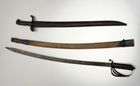 A French chasspot bayonet and an Indian sword with scabbard
