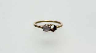 A 15ct gold ring set single clear stone, other missing K 1.74g