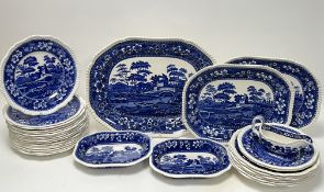 An early 20th Century Copeland Spode blue and white dinner service in the Tower pattern comprising a